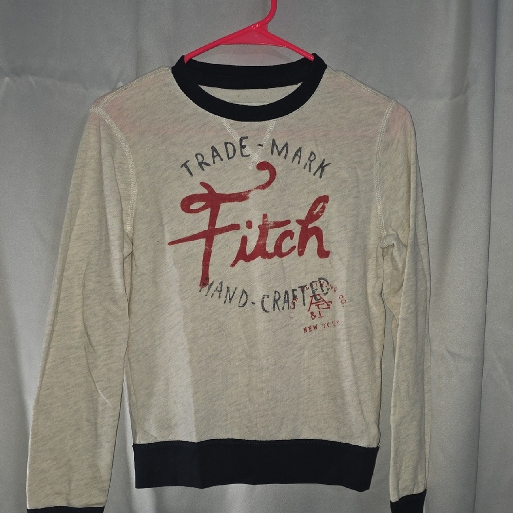 Abercrombie Kids Cream and Blue Graphic Sweatshirt